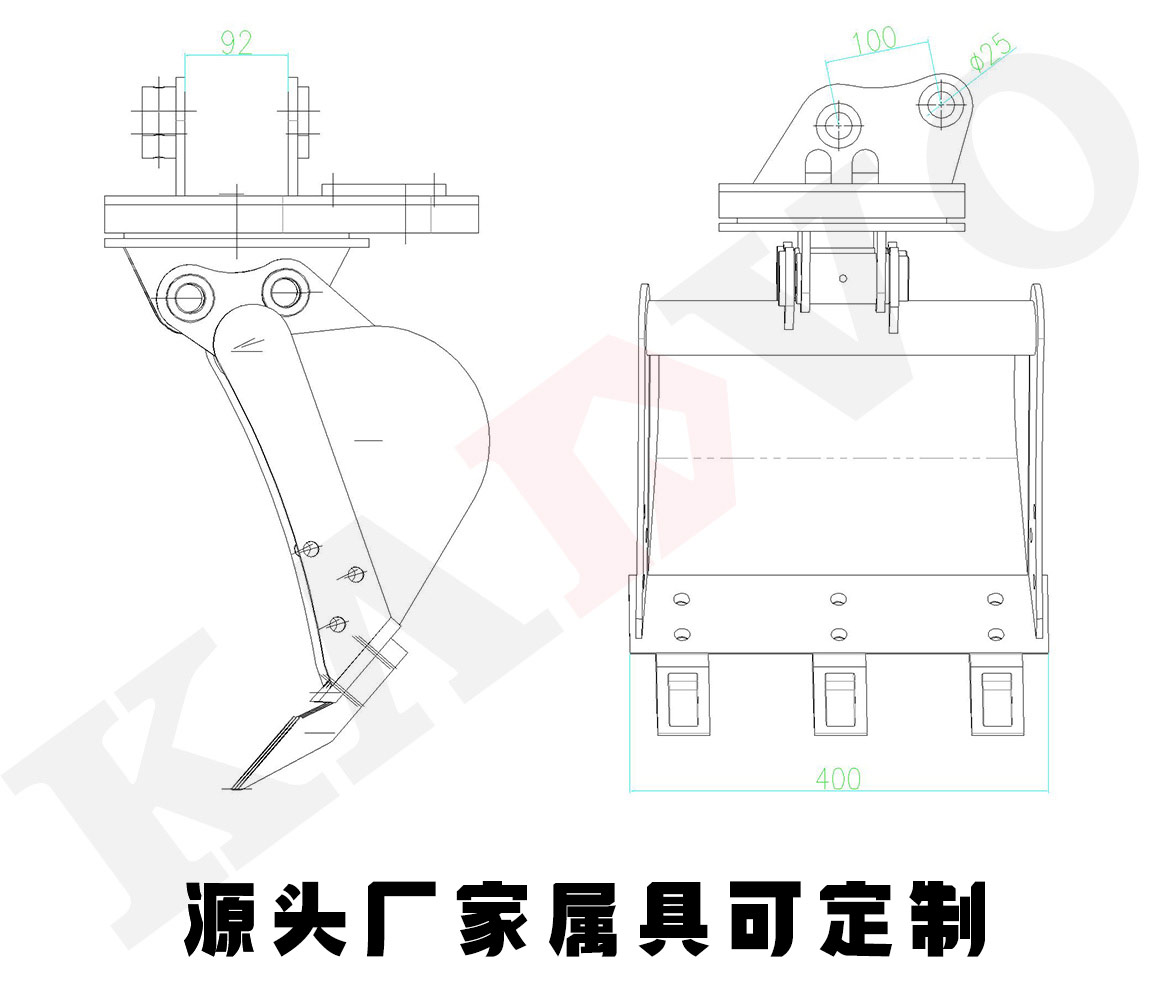 旋轉(zhuǎn)挖斗尺寸
