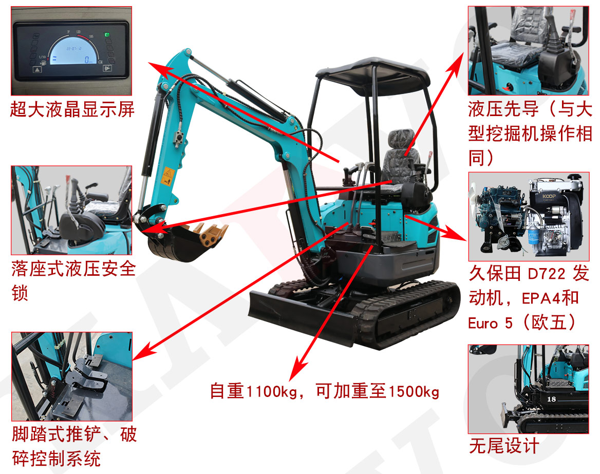KV18小型挖掘機(jī)標(biāo)準(zhǔn)配置