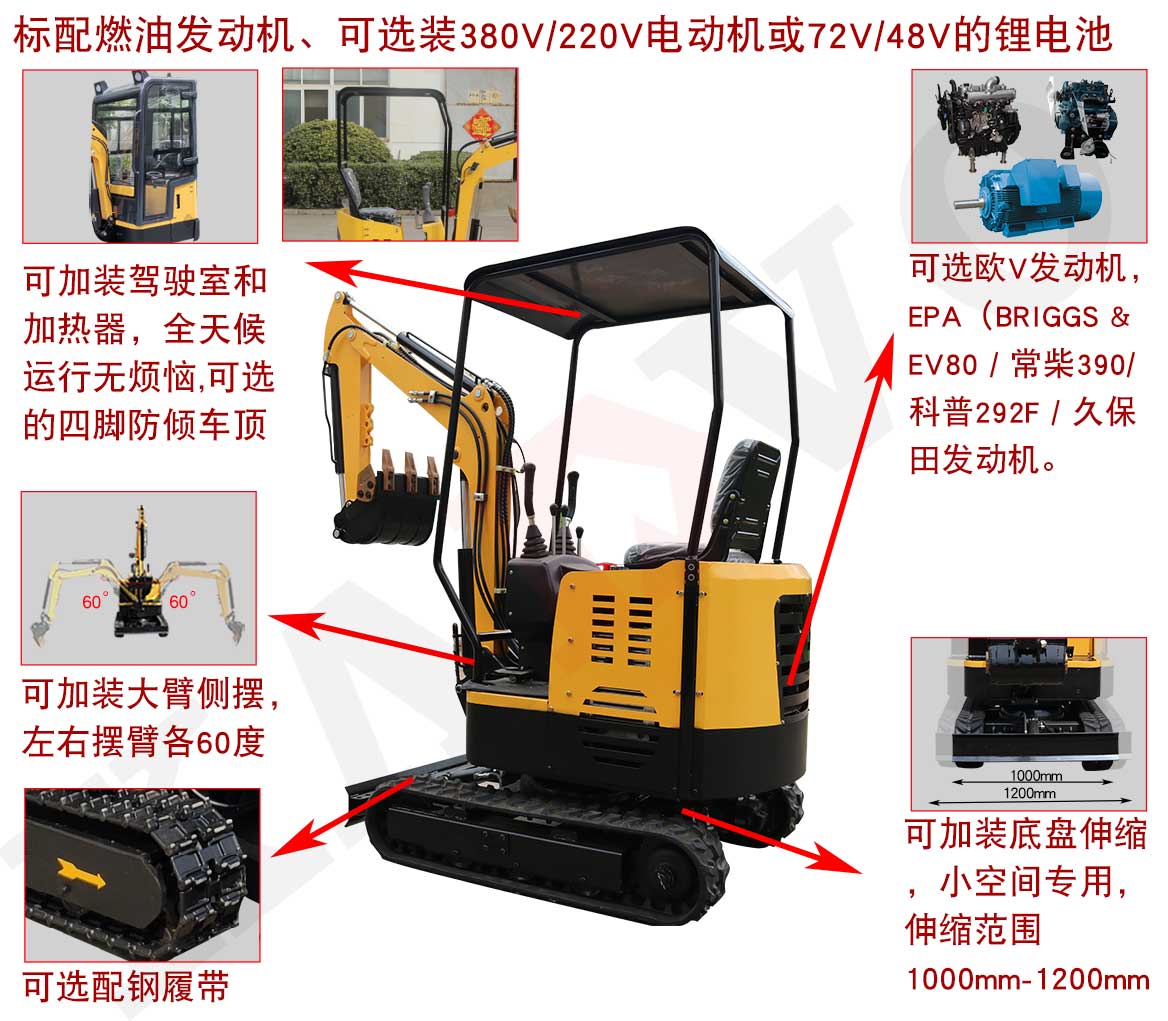 KV17A小型挖掘機(jī)可選配置